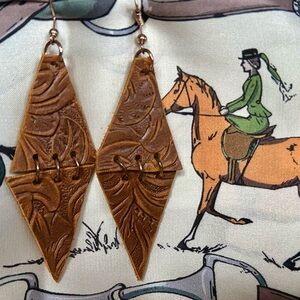 Leather Tooled Earrings